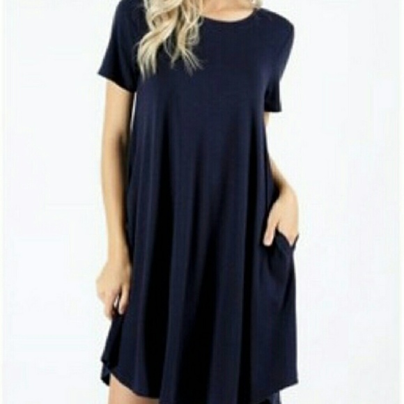 Tops - SHORT SLEEVE ROUND-NECK ROUND HEM TUNIC